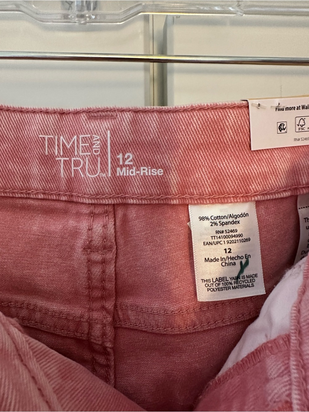 Time and Tru Rose Pink High-Rise Straight Jeans - Picture 3 of 10
